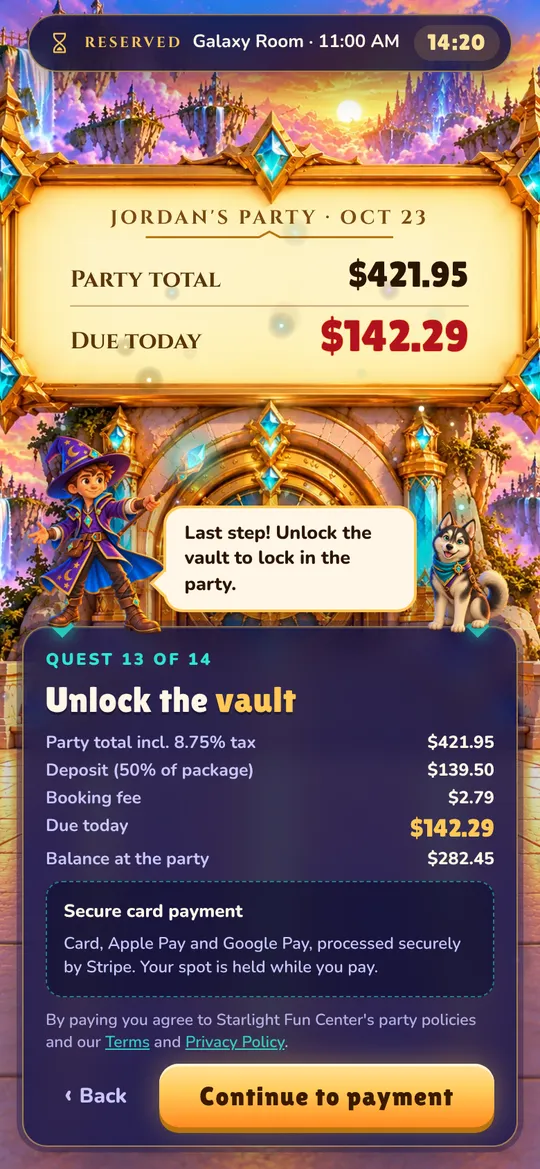 Booking step 10: Unlock the vault