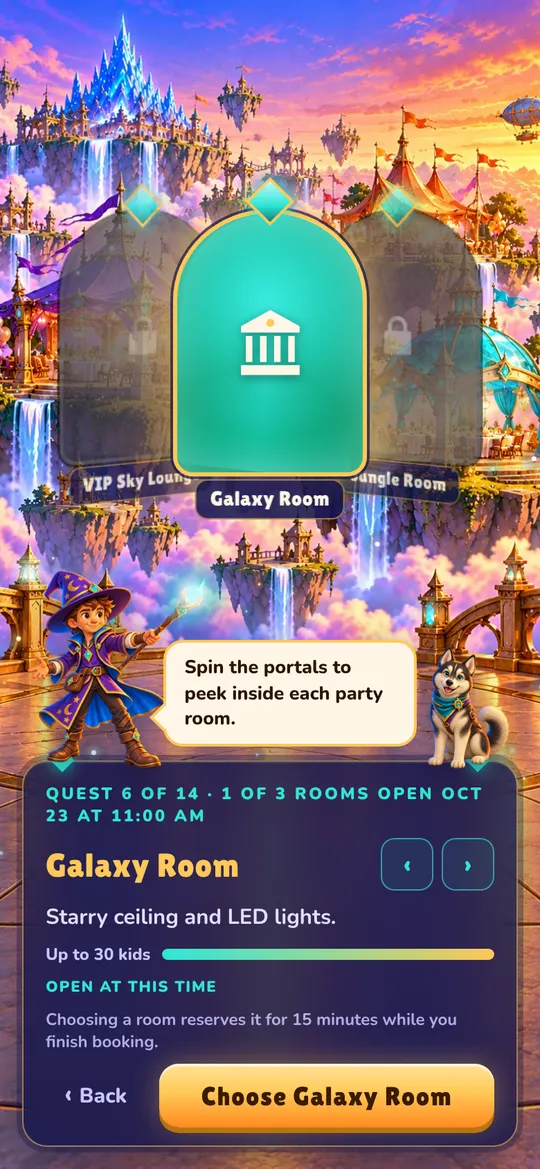 Choosing a party room