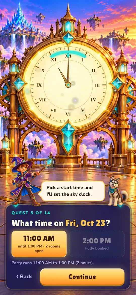 Booking step 4: Choose a time